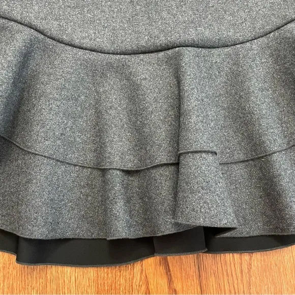 J. Crew Charcoal Gray Wool Layered Flounce Skirt size 4