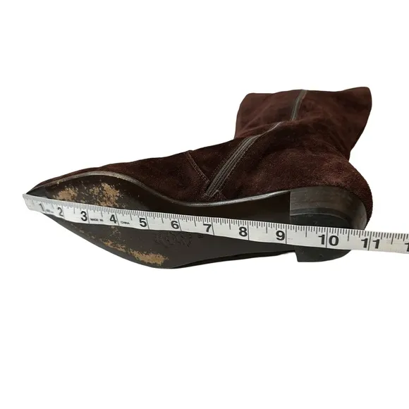 J. CREW Chocolate Brown Suede Leather Knee High Point Toe Boots Size 8