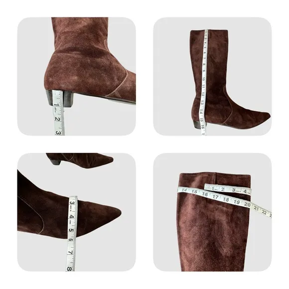 J. CREW Chocolate Brown Suede Leather Knee High Point Toe Boots Size 8