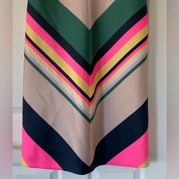 J. CREW Collection Pop Stripe Chevron Dress Neon Sleeveles size 6 Tall