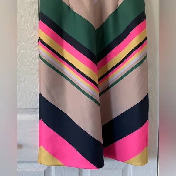 J. CREW Collection Pop Stripe Chevron Dress Neon Sleeveles size 6 Tall