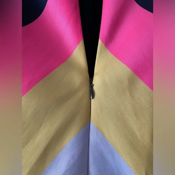J. CREW Collection Pop Stripe Chevron Dress Neon Sleeveles size 6 Tall