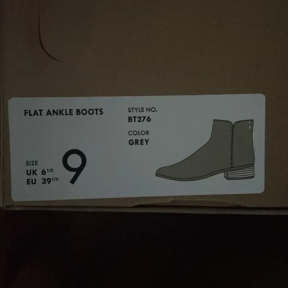 J. Crew Factory Grey Flat Ankle Boot. New