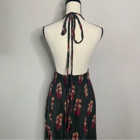 J. Crew Floral Bohemian Plunged Neckline Halter Maxi Dress