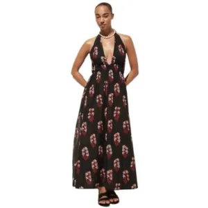 J. Crew Floral Bohemian Plunged Neckline Halter Maxi Dress