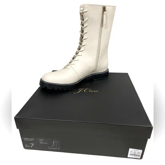 J. Crew Gwen Lug Sole Leather Lace-Up Boots Size 7