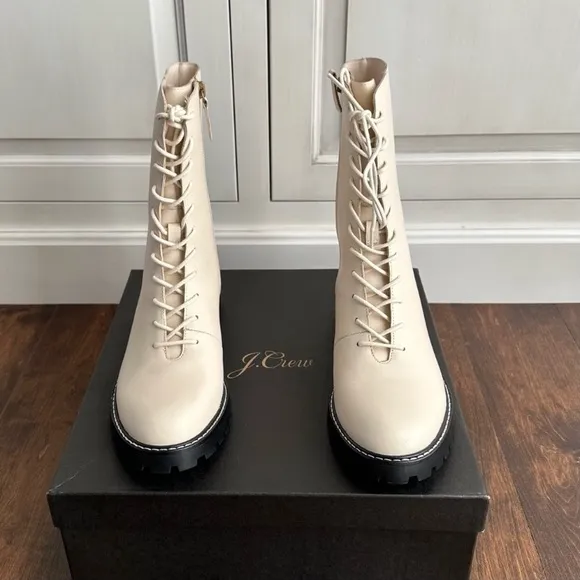 J. Crew Gwen Lug Sole Leather Lace-Up Boots Size 7