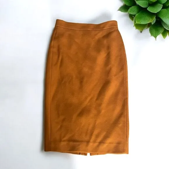 J. Crew No. 3 Pencil Skirt in Double-Serge Wool in English Saddle