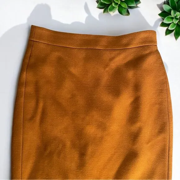 J. Crew No. 3 Pencil Skirt in Double-Serge Wool in English Saddle