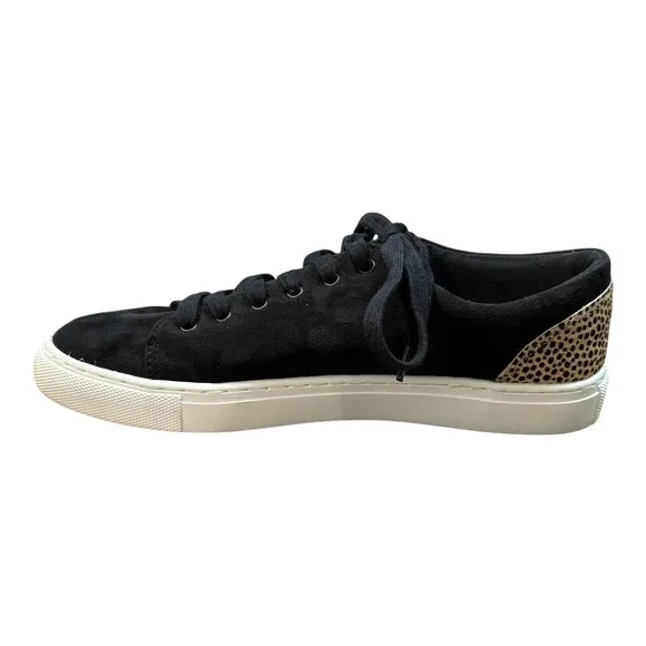 J. Crew Suede Sneakers Leopard Print Calf Hair Accents Shoes Women Size 8.5