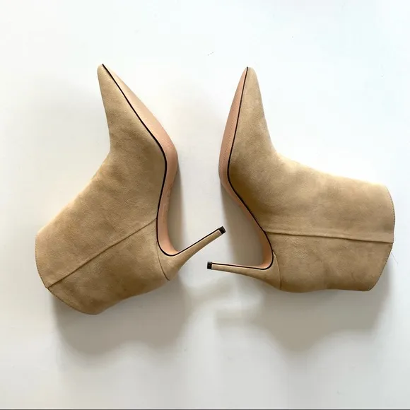 J. Crew Tan Golden Mushroom Suede Pointed Toe High Heel Ankle Boot