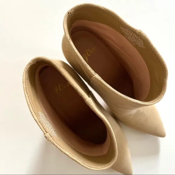 J. Crew Tan Golden Mushroom Suede Pointed Toe High Heel Ankle Boot