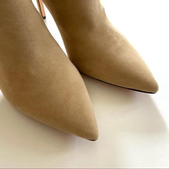 J. Crew Tan Golden Mushroom Suede Pointed Toe High Heel Ankle Boot