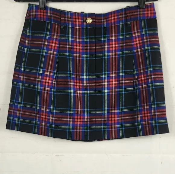 J. Crew Women's Wool Blend Trouser Mini Skirt In Plaid Stewart Tartan Size 4