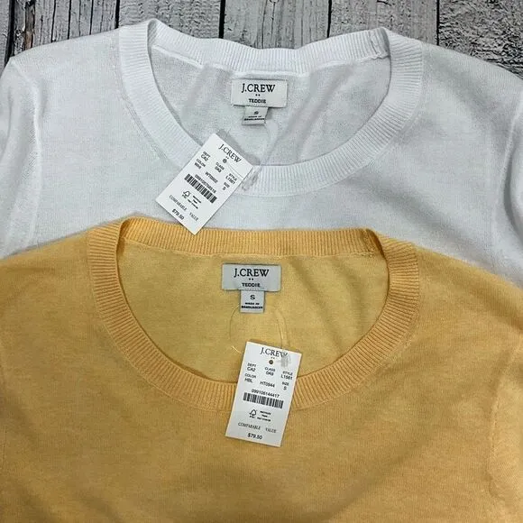 J. CREW 100% Cotton Teddie Sweaters Lot of 2