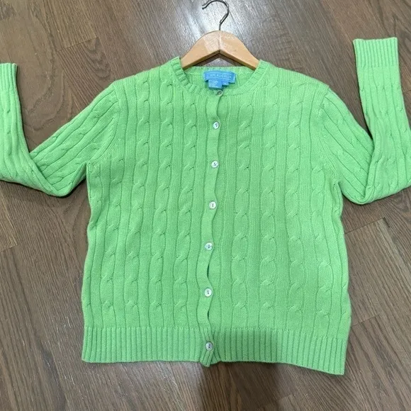 J. McLaughlin Cable Knit open Sweater Womens medium Melon Green Long Sleeve Knit