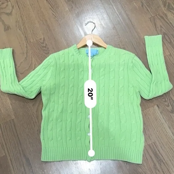 J. McLaughlin Cable Knit open Sweater Womens medium Melon Green Long Sleeve Knit