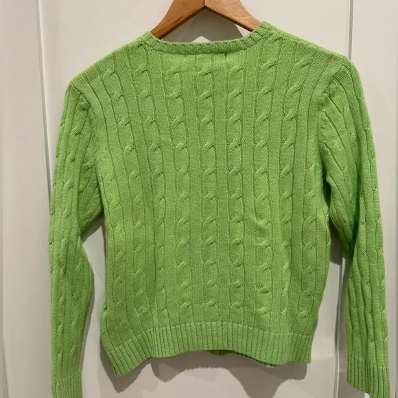 J. McLaughlin Cable Knit open Sweater Womens medium Melon Green Long Sleeve Knit