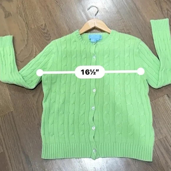 J. McLaughlin Cable Knit open Sweater Womens medium Melon Green Long Sleeve Knit