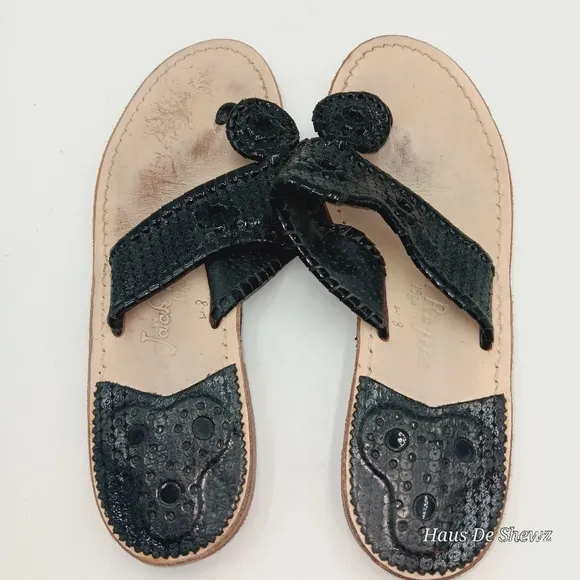 JACK ROGERS “JACK FLAT SANDAL” in GORGEOUS BLACK , SIZE 8