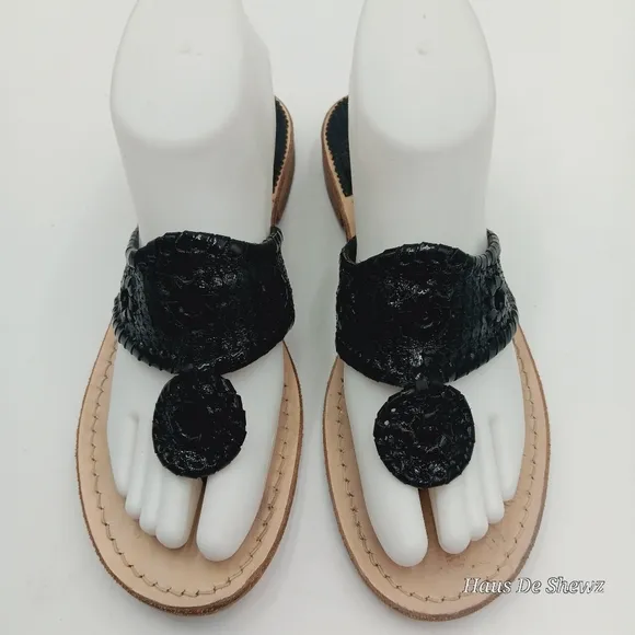 JACK ROGERS “JACK FLAT SANDAL” in GORGEOUS BLACK , SIZE 8