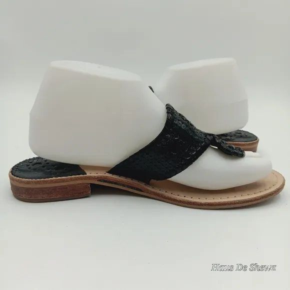 JACK ROGERS “JACK FLAT SANDAL” in GORGEOUS BLACK , SIZE 8