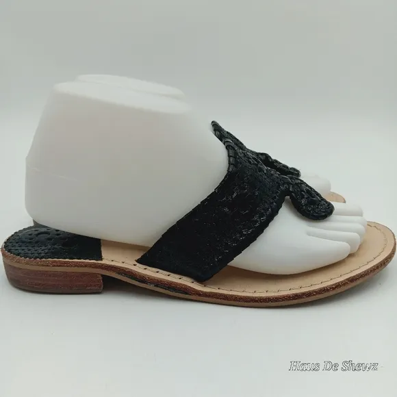 JACK ROGERS “JACK FLAT SANDAL” in GORGEOUS BLACK , SIZE 8