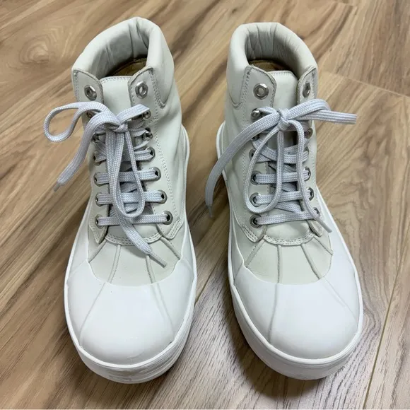 Jacquemus Les Meuniers Hautes White Rubber Leather Lace Up Ankle boots 40