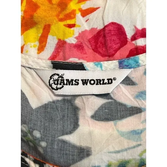 Jams World Dress Women’s Bold Hawaiin Floral Sleeveless Small Artsy Boho Cruise