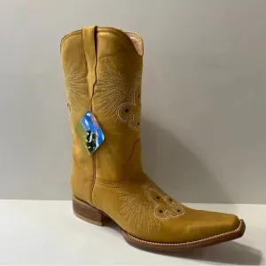 Jar Boots &quot;NEW&quot; Camel Color Embroidered Square Toe Mid Calf Pull On Boots Size 9
