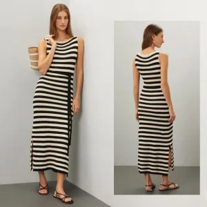 Jason Wu Collective Black and White Striped Knit Dress - Size L
