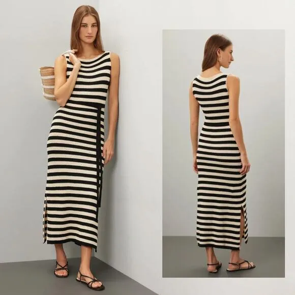 Jason Wu Collective Black and White Striped Knit Dress - Size L