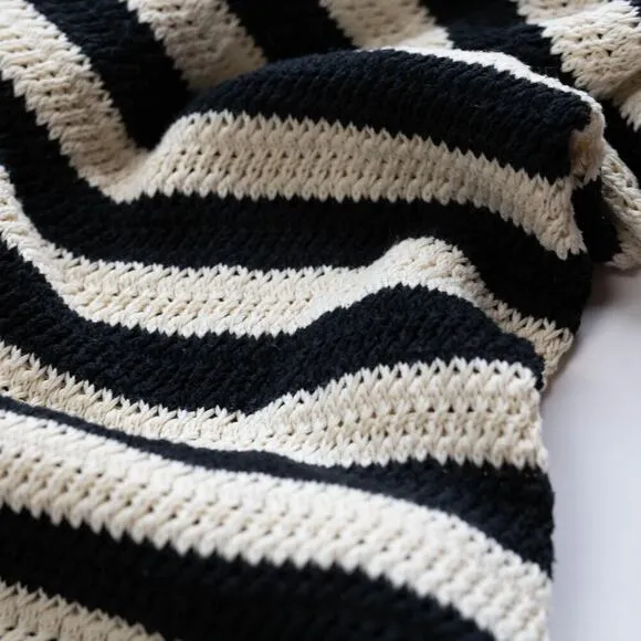 Jason Wu Collective Black and White Striped Knit Dress - Size L
