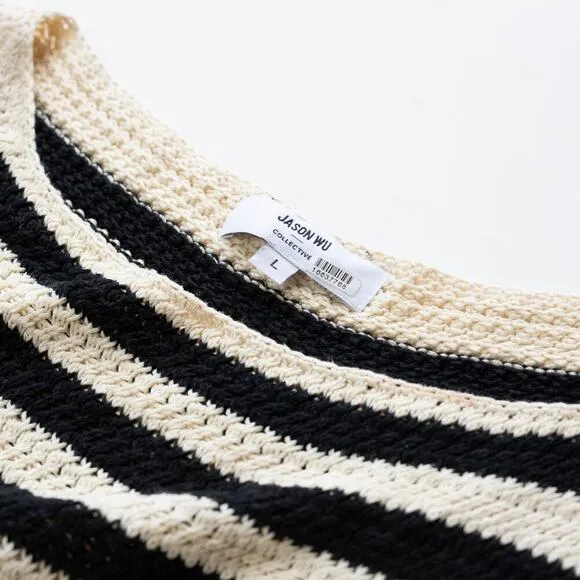 Jason Wu Collective Black and White Striped Knit Dress - Size L
