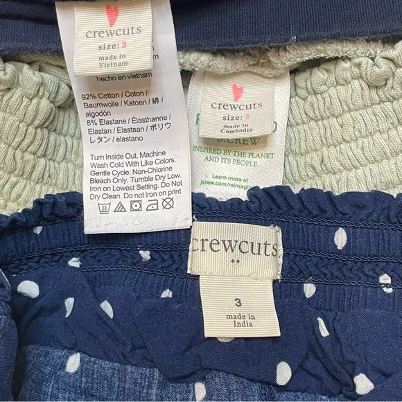 J.Crew Crewcuts Lot of 3 Bottoms Shorts Skort Skirt Leggings Summer Vacation 3T