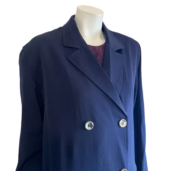 J.Crew DOUBLE-BREASTED  100% Wool TOPCOAT Sz 10 Navy Blue Excellent Condition