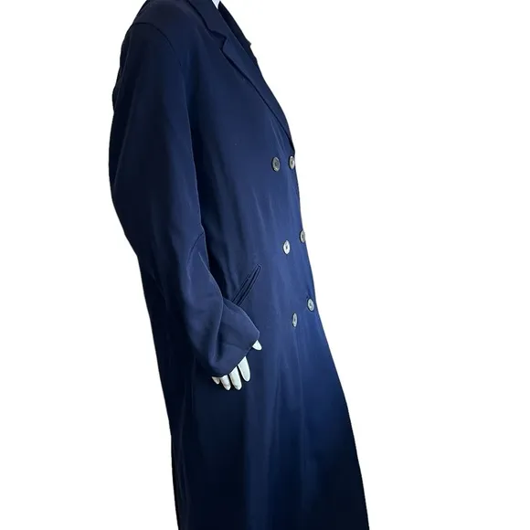 J.Crew DOUBLE-BREASTED  100% Wool TOPCOAT Sz 10 Navy Blue Excellent Condition