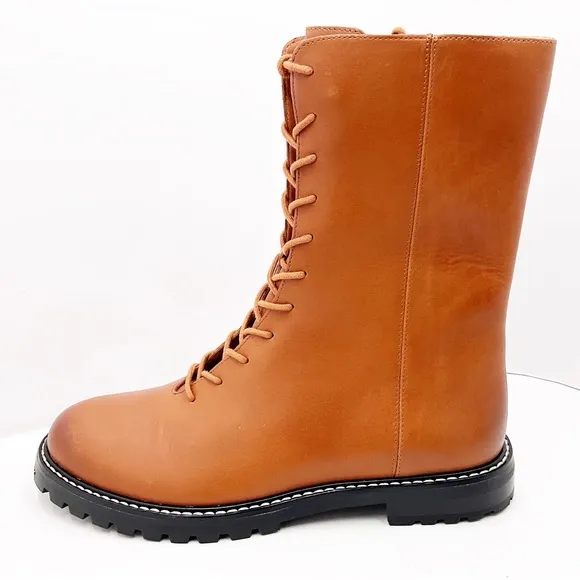 🆕{J.CREW} Gwen Lug-Sole Leather Lace-Up Tall Shaft Boots