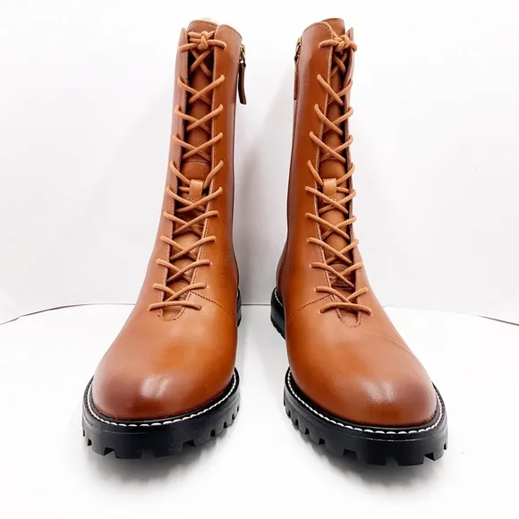 🆕{J.CREW} Gwen Lug-Sole Leather Lace-Up Tall Shaft Boots