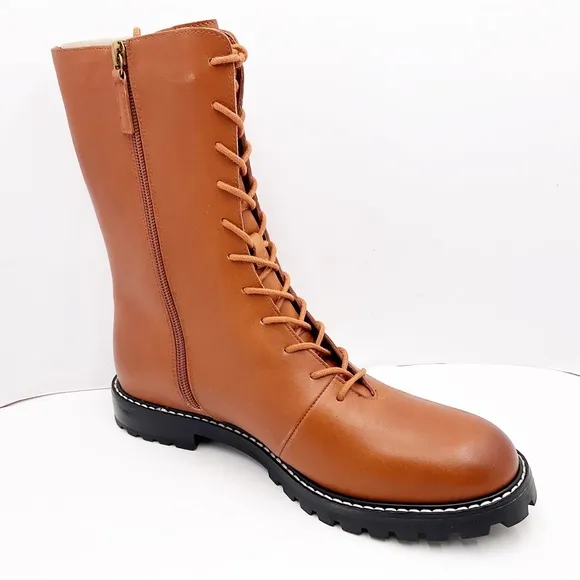 🆕{J.CREW} Gwen Lug-Sole Leather Lace-Up Tall Shaft Boots