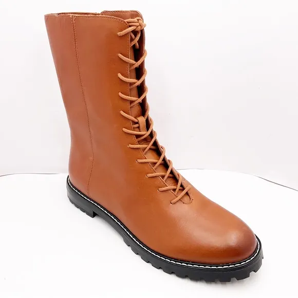 🆕{J.CREW} Gwen Lug-Sole Leather Lace-Up Tall Shaft Boots