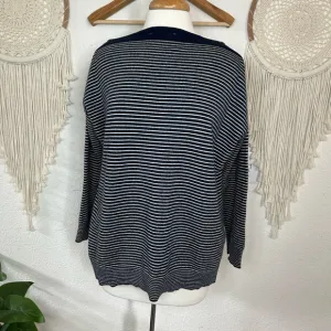J.Crew Navy and White Striped Cashmere Sweater XL