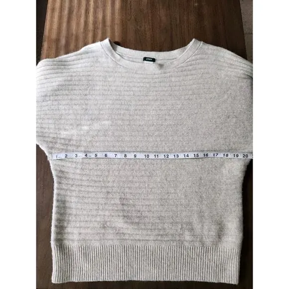 J.Crew Wool Cashmere Boat Neck Cable Knit Gray Sweater Dolman Sleeves Women XS