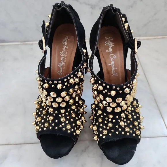 Jeffery Campbell suede with gold studs shoes size 8