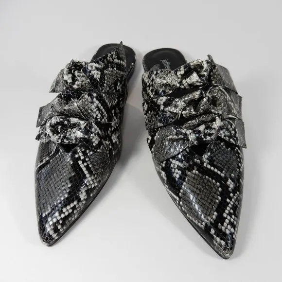 JEFFREY CAMPBELL Charly Knotted Pointed Toe MULE Flat Shoe 7.5 Snake Leather NEW