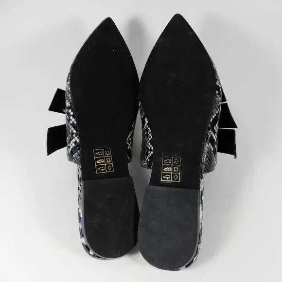 JEFFREY CAMPBELL Charly Knotted Pointed Toe MULE Flat Shoe 7.5 Snake Leather NEW