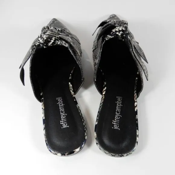 JEFFREY CAMPBELL Charly Knotted Pointed Toe MULE Flat Shoe 7.5 Snake Leather NEW