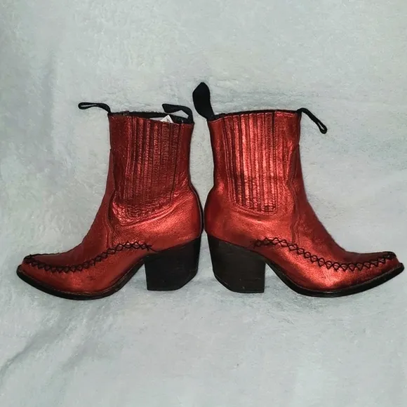 Jeffrey Campbell Metallic Western Ankle Boots Size 7