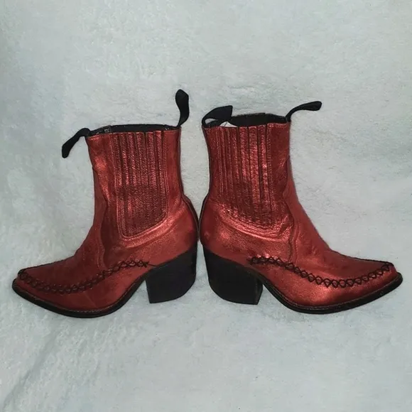 Jeffrey Campbell Metallic Western Ankle Boots Size 7