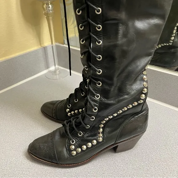 Jeffrey Campbell x Free People Leather Studded Joe Boots